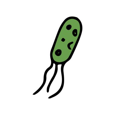 Virüs simgesi. Virüslü Doodle vektör çizimi