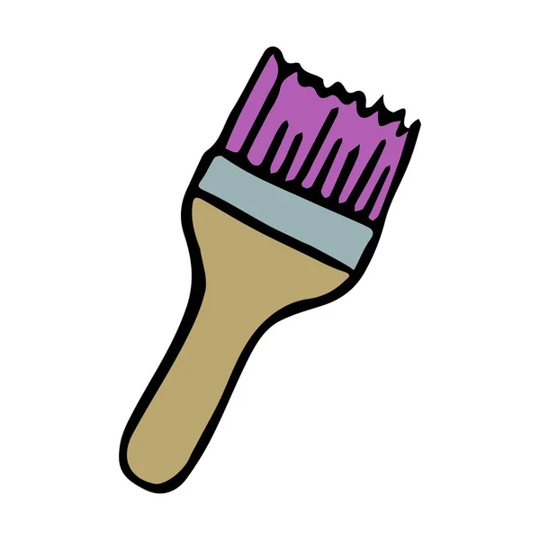 Icône Brosse Illustration Vectorielle Doodle Avec Brosse — Image vectorielle