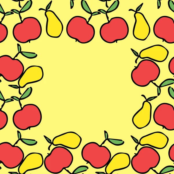 사과에 착색을 수있는 장소와 기울인다 Doodle Vector Illustration Fruits — 스톡 벡터