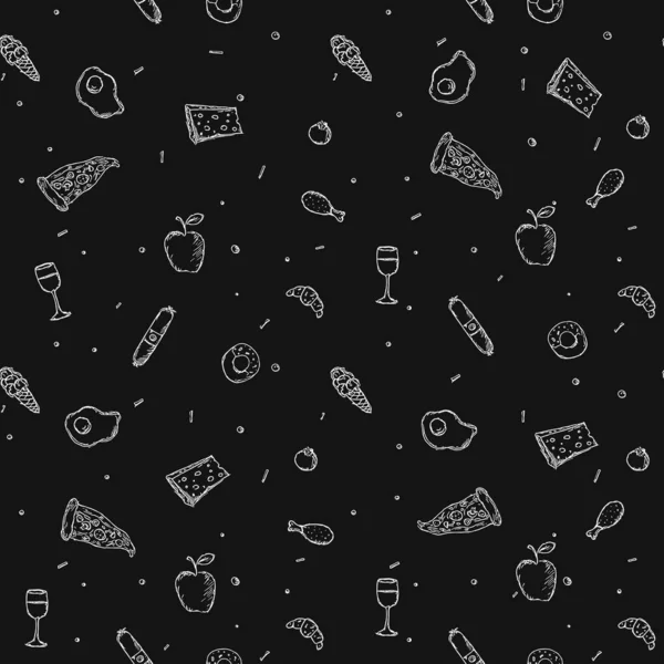 Nahtloses Nahrungsmuster Lebensmittel Hintergrund Gekritzelte Vektorillustration Mit Lebensmittel Symbol — Stockvektor