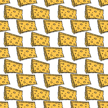 Kusursuz peynir deseni. Peynir simgeleriyle karalama vektör deseni. Renkli peynir arkaplanı