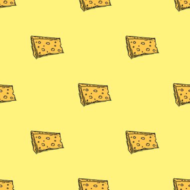 Kusursuz peynir deseni. Peynir simgeleriyle karalama vektör deseni. Renkli peynir arkaplanı