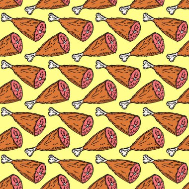 Kusursuz et deseni. Et ikonlu vektör çizimi. Etli desen