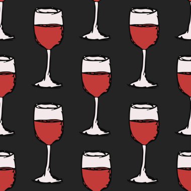 Kusursuz şarap kalıbı. Şarap ikonlu vektör çizimi. Şarapla desen