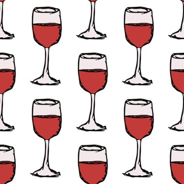 Kusursuz şarap kalıbı. Şarap ikonlu vektör çizimi. Şarapla desen