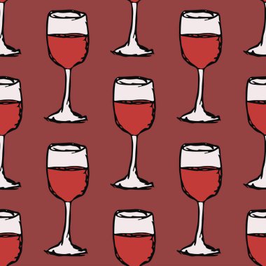 Kusursuz şarap kalıbı. Şarap ikonlu vektör çizimi. Şarapla desen