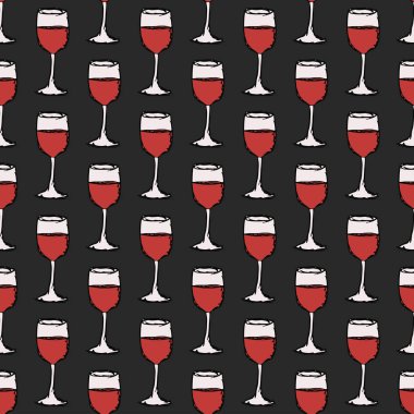 Kusursuz şarap kalıbı. Şarap ikonlu vektör çizimi. Şarapla desen