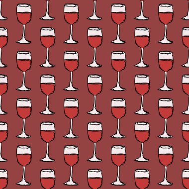 Kusursuz şarap kalıbı. Şarap ikonlu vektör çizimi. Şarapla desen