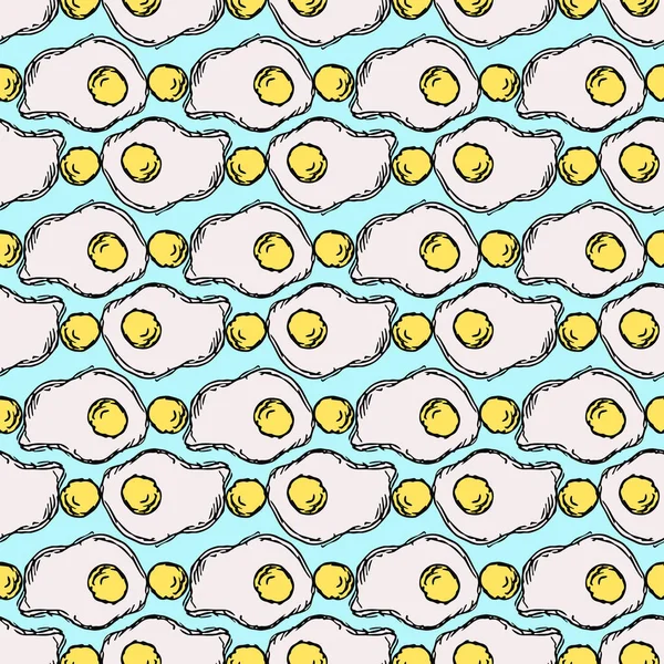 Seamless Pattern Egg Icons Colored Egg Background Doodle Vector Eggs — ストックベクタ