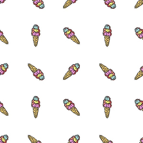 Patrón Helado Sin Costuras Vector Doodle Ilustración Con Icono Helado — Archivo Imágenes Vectoriales