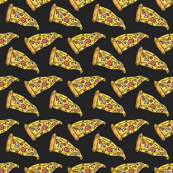 Płynny Wzór Pizzy Kolorowe Tło Pizzy Ilustracja Wektor Doodle Pizza — Wektor stockowy