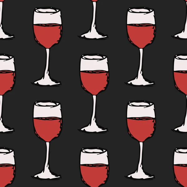 Modèle Vin Sans Couture Illustration Vectorielle Gribouillage Avec Icône Vin — Image vectorielle