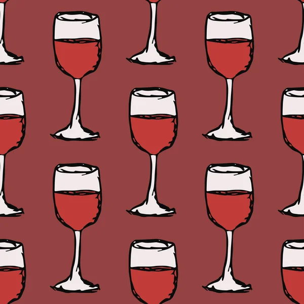 Modèle Vin Sans Couture Illustration Vectorielle Gribouillage Avec Icône Vin — Image vectorielle