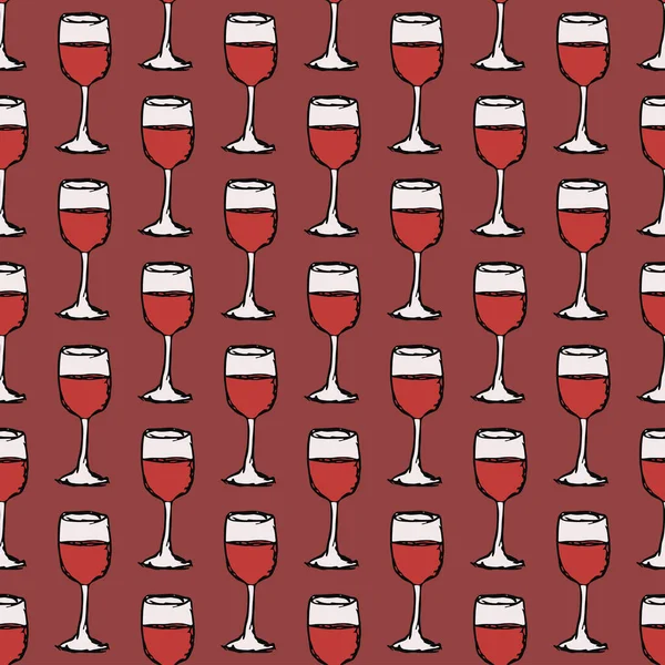 Modèle Vin Sans Couture Illustration Vectorielle Gribouillage Avec Icône Vin — Image vectorielle