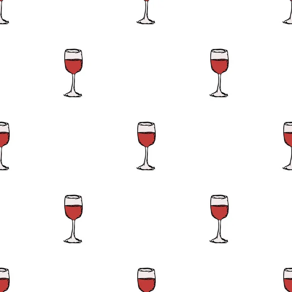 Modèle Vin Sans Couture Illustration Vectorielle Gribouillage Avec Icône Vin — Image vectorielle