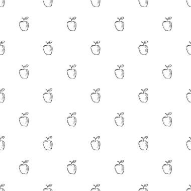 Elmalarla kusursuz desen. meyve deseni. Beyaz arka planda elma. Yemekler kusursuz. vektör illüstrasyonu