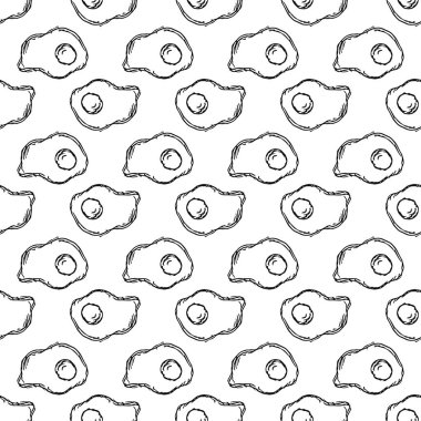 Yumurta ikonlarıyla kusursuz desen. Siyah ve beyaz yumurta arka planı. Yumurta simgeleriyle karalama vektörü çizimi