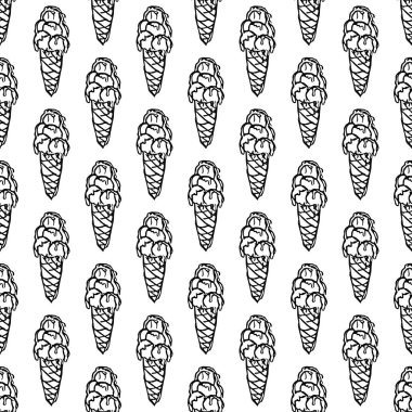 Kusursuz dondurma kalıbı. Dondurma ikonlu karalama çizimi. Dondurmalı desen