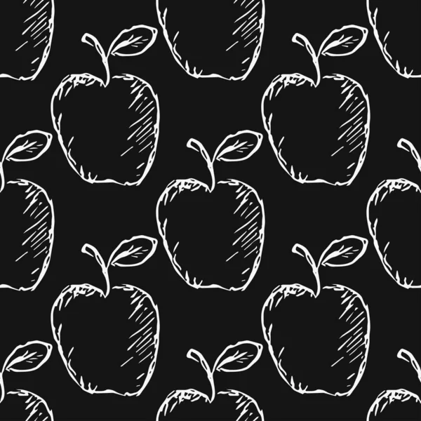 Bezešvé Vzory Jablky Ovocný Vzor Jablko Bílém Pozadí Bezešvé Stravování — Stockový vektor