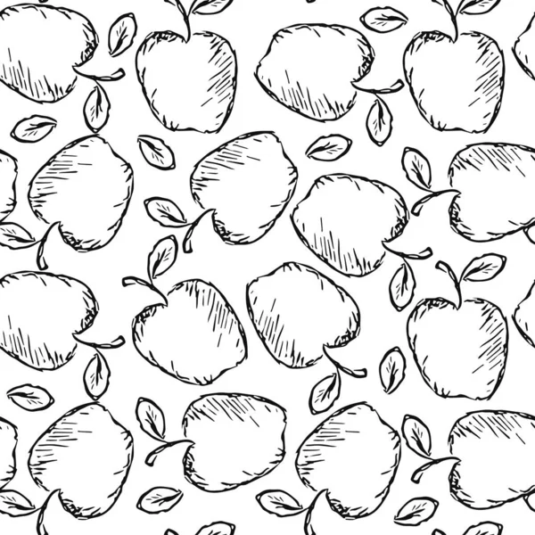 Bezešvé Vzory Jablky Ovocný Vzor Jablko Bílém Pozadí Bezešvé Stravování — Stockový vektor