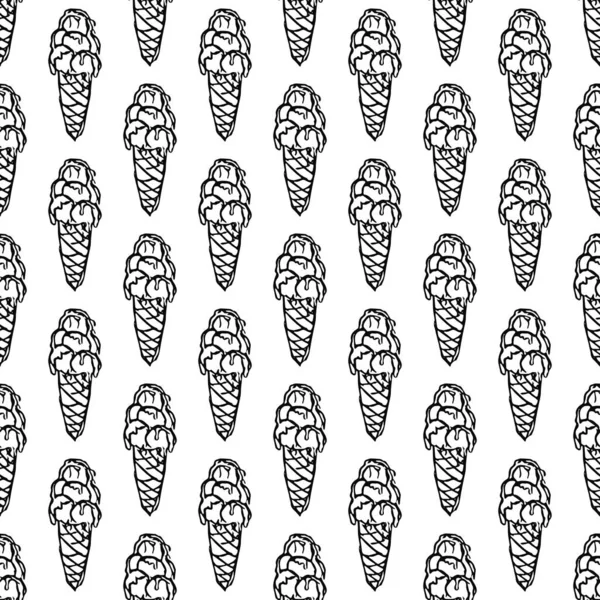Бесшовный Рисунок Мороженого Рисунок Каракули Иконкой Мороженого Модель Мороженым — стоковый вектор