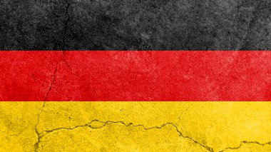 Almanya bayrağı. Kırık beton duvarda Almanya bayrağı