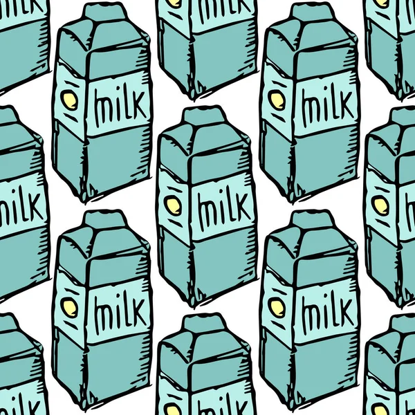 Шаблон Молоком Векторная Картинка Изображением Молока Бесшовный Молочный Рисунок — стоковый вектор