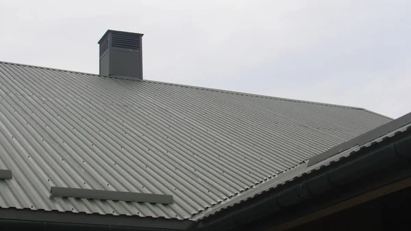 Metal Profile Roofing Replacement Coating House Roof Repair — Stock Photo, Image