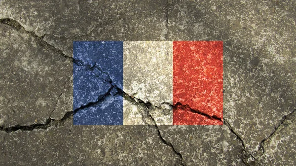 Γαλλική Σημαία Σημαία Γαλλίας Ραγισμένο Τσιμεντένιο Τοίχο — Φωτογραφία Αρχείου