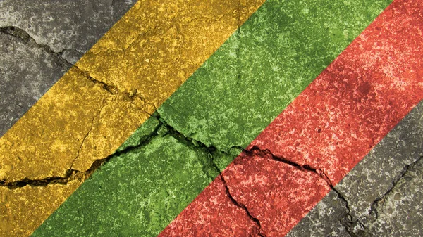 Lithuania flag. Lithuania flag on cracked cement wall