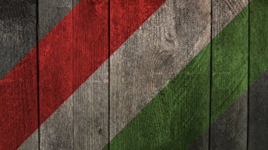 Macaristan bayrağı. Tahta arka planda Macaristan bayrağı