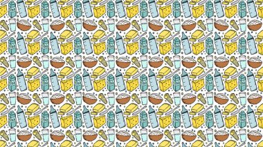 Yatay süt ürünleri arka planı. Süt ürünleri deseni