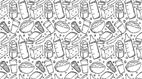 Horizontal Milk Food Background Milk Products Pattern — Foto Stock