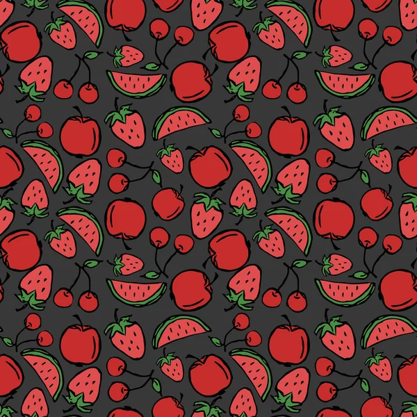Seamless Fruits Pattern Colored Doodle Fruits Pattern Fruits Background — Vetor de Stock