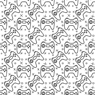 Pattern with gamepad icons. Seamless gaming pattern.