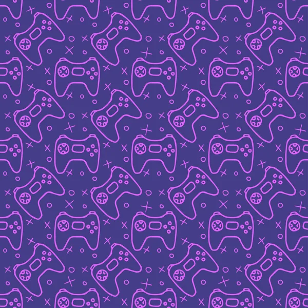 Pattern Gamepad Icons Seamless Gaming Pattern — Vettoriale Stock