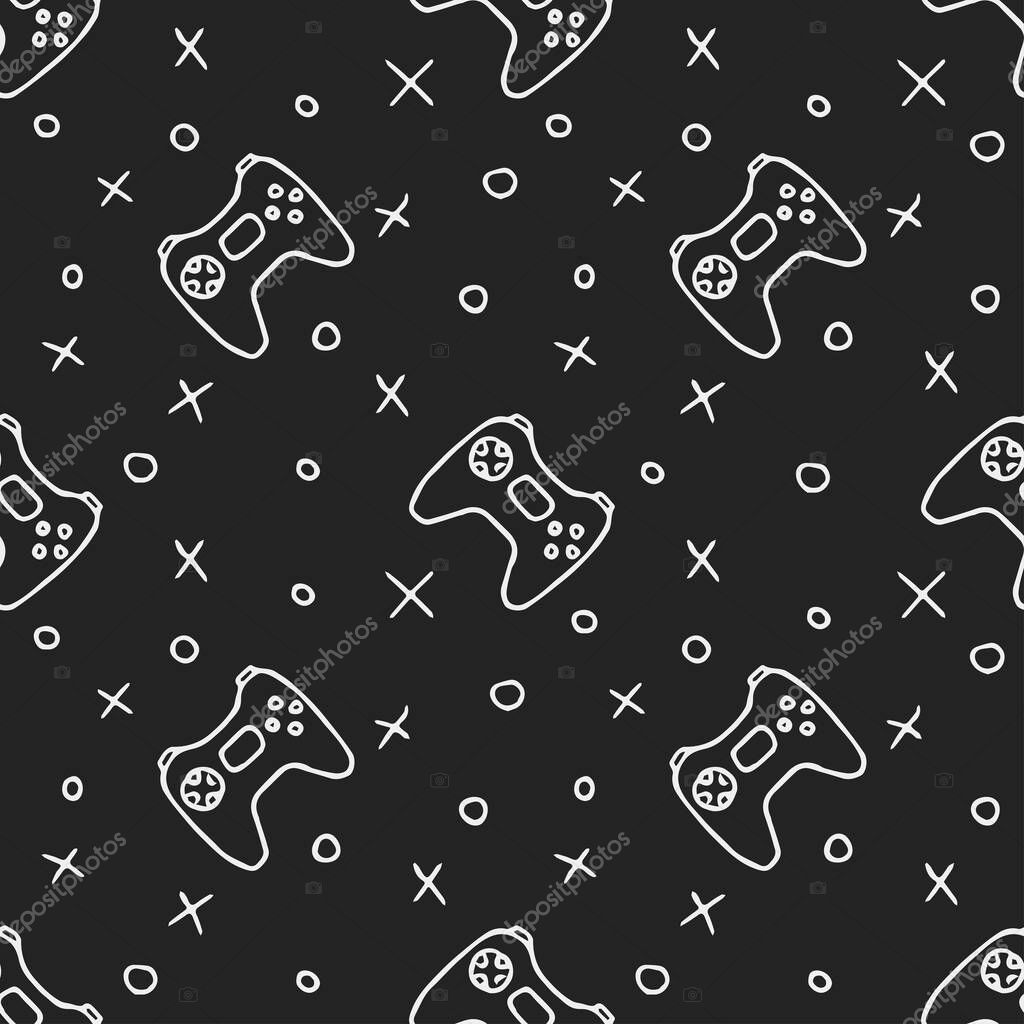 Pattern with gamepad icons. Seamless gaming pattern.
