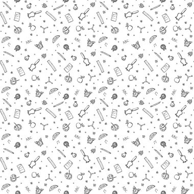 School pattern. Back to school. Doodle school background. Seamless school vector illustration