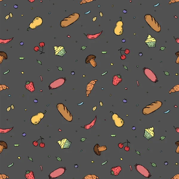Seamless Food Pattern Doodle Food Background Food Illustration — Image vectorielle