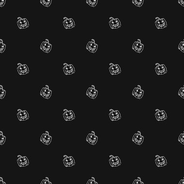 Seamles halloween pattern with scary pumpkin. Doodle halloween pumpkin background