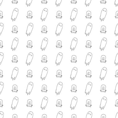 Seamless halloween pattern. Vector background with doodle halloween icons