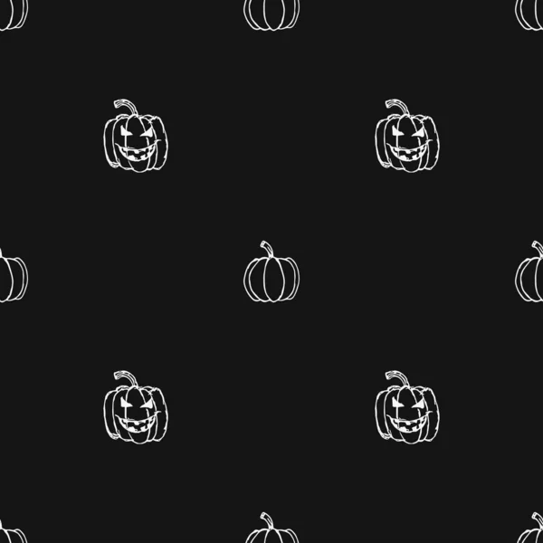 Seamles Halloween Pattern Scary Pumpkin Doodle Halloween Pumpkin Background — Stockvektor