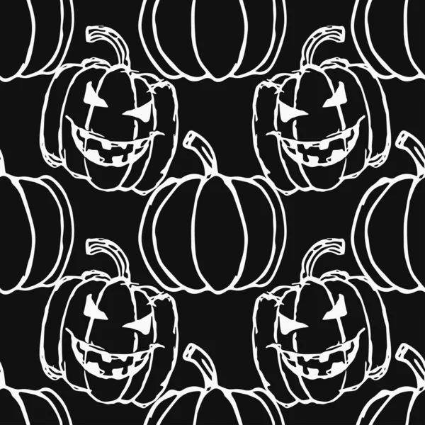 Seamles Halloween Pattern Scary Pumpkin Doodle Halloween Pumpkin Background — Stockvektor