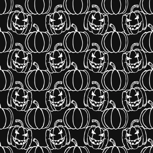 Seamles Halloween Pattern Scary Pumpkin Doodle Halloween Pumpkin Background — Image vectorielle