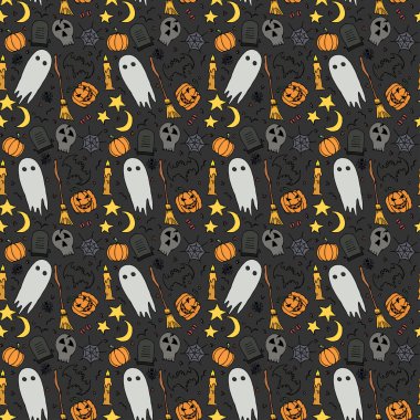 Seamless halloween pattern. Doodle halloween background