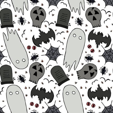 Seamless halloween pattern. Doodle halloween background