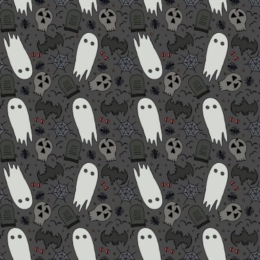 Seamless halloween pattern. Doodle halloween background