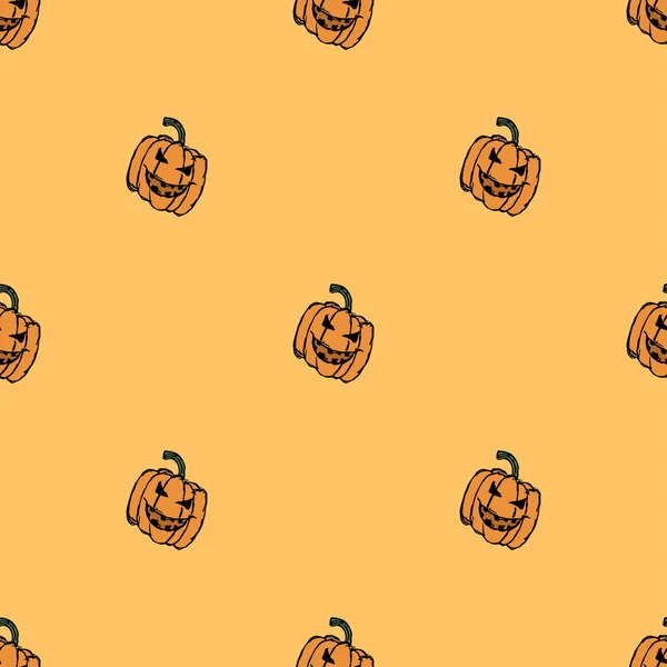 Seamless Halloween Pumpkin Pattern Halloween Background Scary Pumpkin — 스톡 벡터