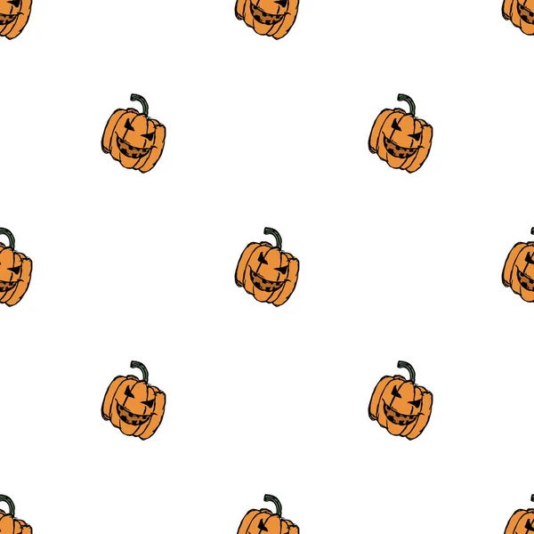 Seamless Halloween Pumpkin Pattern Halloween Background Scary Pumpkin — Image vectorielle