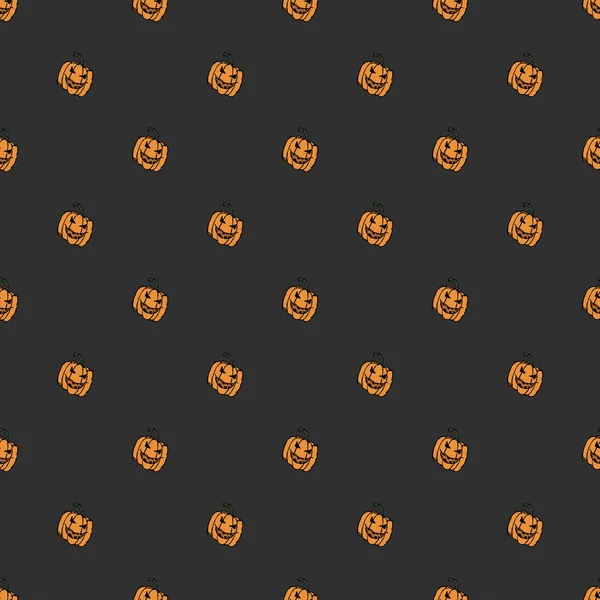 Seamless Halloween Pumpkin Pattern Halloween Background Scary Pumpkin — Vetor de Stock